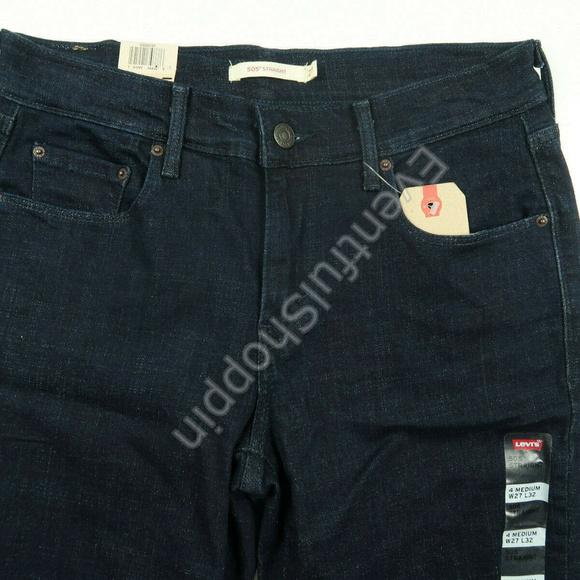 Levis 505 Straight Stretch Mid Rise Easy Fit Jeans - Picture 5 of 7